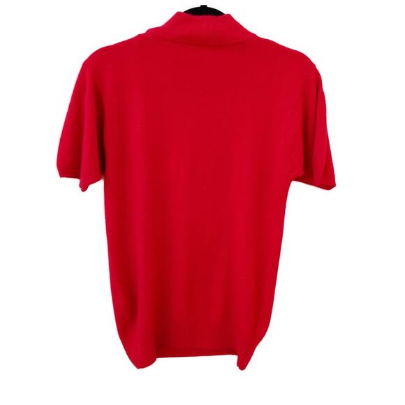 Women's Red Sweater Size Small Short Sleeves Mock Neck Tan Jay - Picture 2 of 4